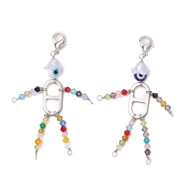 Круглые бусины ручной работы в стиле лэмпворк от сглаза с имитацией австрийских хрустальных бусин и 201 звеньями из нержавеющей стали и застежками-лобстерами из цинкового сплава