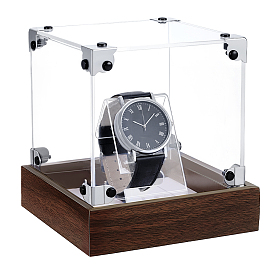 1прозрачные акриловые подставки для часов, с 1прямоугольными акриловыми витринами с деревянным основанием