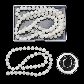 Наборы для изготовления эластичных браслетов своими руками, в том числе 3 нити круглые бусины из натурального белого нефрита и эластичная нить