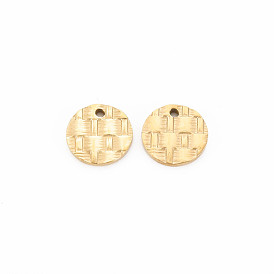 Ion Plating(IP) 304 Stainless Steel Charms, Flat Round