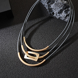 Прямоугольный сплав с вощеным шнуром 3 многослойные ожерелья для женщин