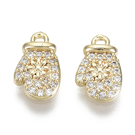 Messing micro pave klar zirkonia charme, Nickel frei, Handschuh mit Blume