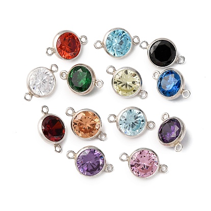 925 подвески-коннекторы из серебра с паве из кубического циркония, плоско-круглые