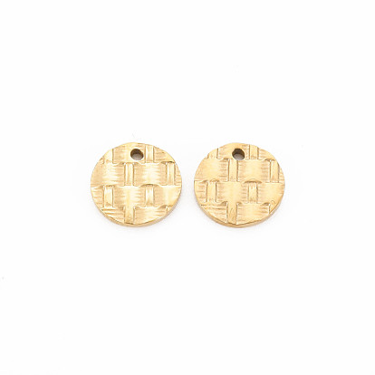 Ion Plating(IP) 304 Stainless Steel Charms, Flat Round