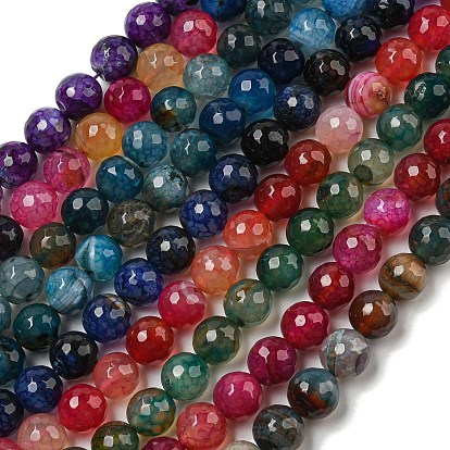 Граненые натуральные драконьи вены агатовые бусины, круглые, окрашенная и подогревом