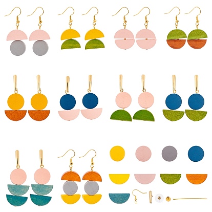 DIY Earring Making Kits, with Painted Natural Wood Beads, 304 Stainless Steel Findings, Brass Earring Hooks