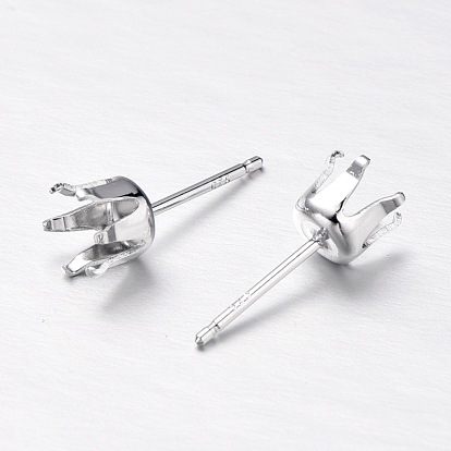 Fornituras de aretes de plata de ley, Mensajes pendiente, 15x6 mm, pin: 0.7 mm, sobre 371pcs / 100g