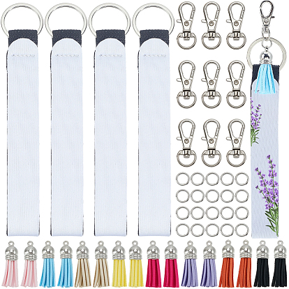 Наборы для самостоятельного изготовления брелоков-футляров для губных помад с термотрансферной печатью из резины., включая застежки-лобстеры из сплава с поворотным механизмом, соединительные кольца и украшения из искусственной замши с кисточками