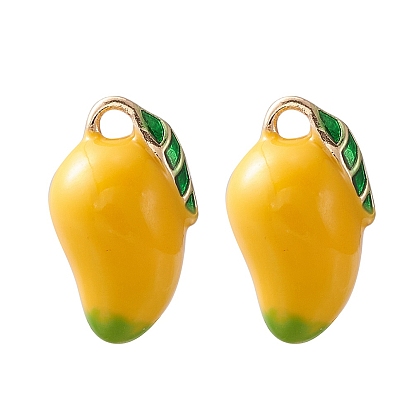 2подвески из латуни с эмалью, имитация фруктов, золотой свет, очарование манго