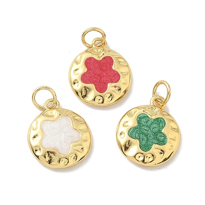 Латунь эмаль прелести, с целью перехода в кольце, стойки покрытие, долговечный, без кадмия и без свинца, плоская круглая с подвеской в виде цветка, реальный 18 k позолоченный