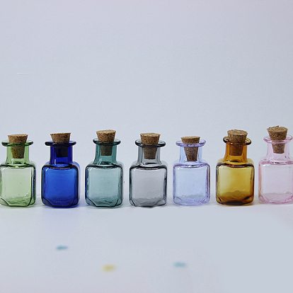 Mini-Perlenbehälter aus Borosilikatglas mit hohem Borosilikatgehalt, Ich wünsche eine Flasche, mit Korken, Würfel