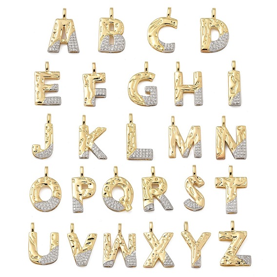 Латунные микро проложить кубического циркония подвески, без кадмия, без никеля и без свинца, письмо амулеты, реальный 18 k позолоченный