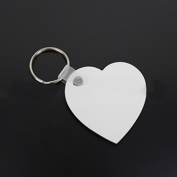 Sublimation Double-Sided Blank MDF Keychains, with Heart Shape Wooden Hard Board Pendants and Iron Split Key Rings