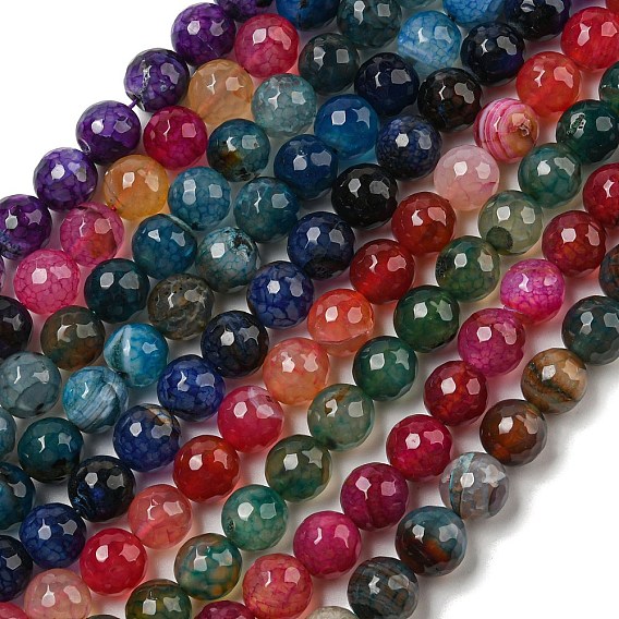 Граненые натуральные драконьи вены агатовые бусины, круглые, окрашенная и подогревом