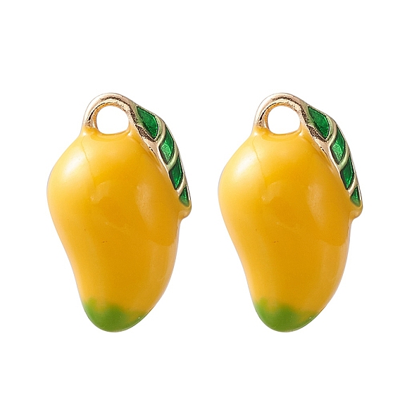2подвески из латуни с эмалью, имитация фруктов, золотой свет, очарование манго
