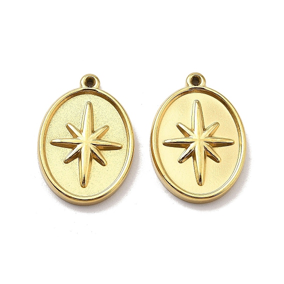 Ионное покрытие (ip) 304 подвески из нержавеющей стали, овальной формы с узором звезды