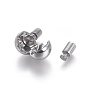 304 Stainless Steel European Clasps, with Cord Ends, Round