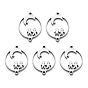 201 Stainless Steel Links Connector, Laser Cut, Flat Round with Moon & Children
