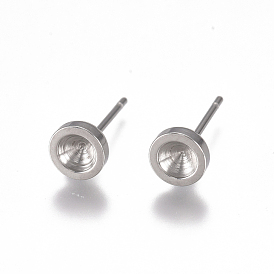304 Stainless Steel Stud Earring Findings, Rhinestone Settings