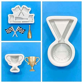 Silicone Medal Theme Molds, Fondant Molds, Resin Casting Molds, for Chocolate, Candy, UV Resin & Epoxy Resin Craft Making