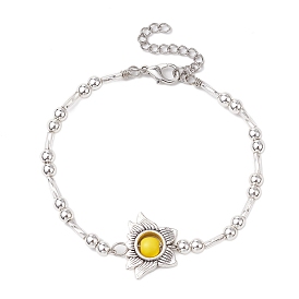 Браслеты из синтетических бирюзовых бусин для женщин, с 304 фурнитурой из нержавеющей стали и немагнитными синтетическими бусинами из гематита и сплава