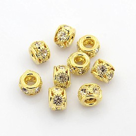 Perles en laiton de strass, Grade a, rondelle, métal couleur or, 8x6mm, Trou: 2.5~3.5mm