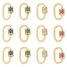 12шт. латунные микрофибровые подвески с винтовым карабином и замком, для изготовления ожерелий, быстрые ссылки, овальные