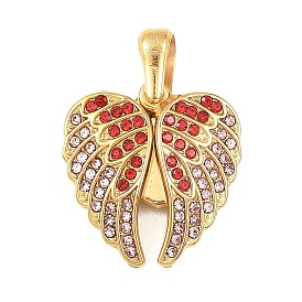 304 из нержавеющей стали с горный хрусталь подвески, крылатые прелести, вакуумное покрытие pvd