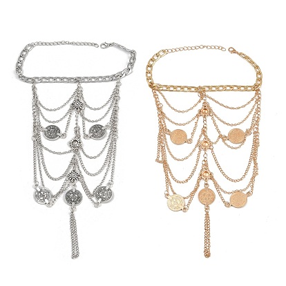 Богемный многослойный сплав цепи монета кисточка кольцо палец ноги браслеты для женщин