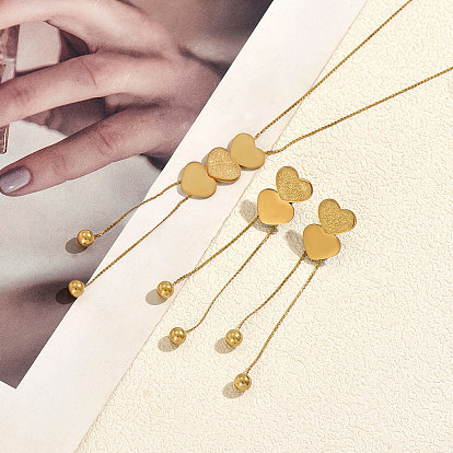 Elegantes Set aus Halskette, Ohrringen und Armband mit Herzanhänger aus Edelstahl – das perfekte Geschenk für Damen und Partys