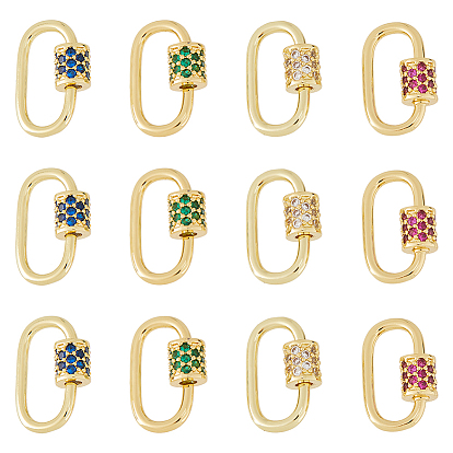 12шт. латунные микрофибровые подвески с винтовым карабином и замком, для изготовления ожерелий, быстрые ссылки, овальные