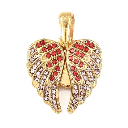 304 из нержавеющей стали с горный хрусталь подвески, крылатые прелести, вакуумное покрытие pvd