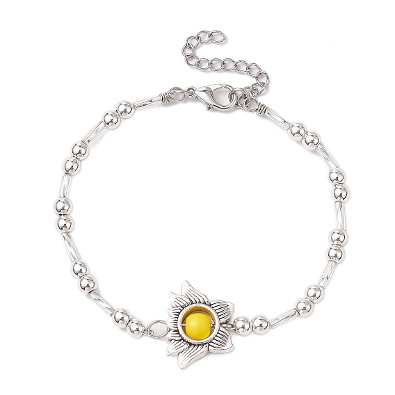 Браслеты из синтетических бирюзовых бусин для женщин, с 304 фурнитурой из нержавеющей стали и немагнитными синтетическими бусинами из гематита и сплава