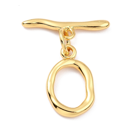 Rack Plating Brass Toggle Clasps, Long-Lasting Plated, Irregularity Ring