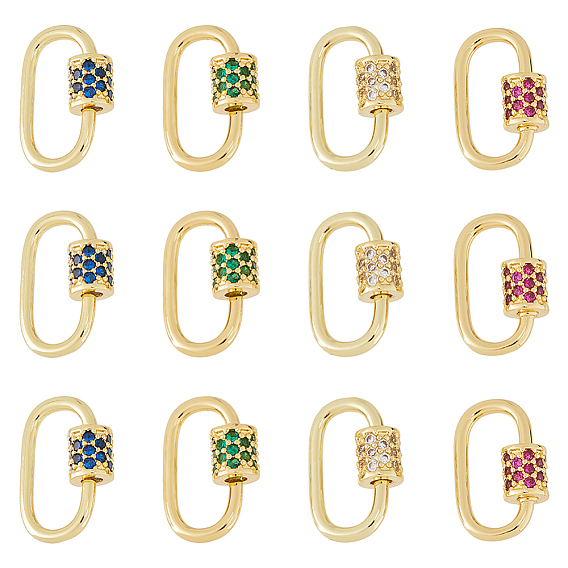 12шт. латунные микрофибровые подвески с винтовым карабином и замком, для изготовления ожерелий, быстрые ссылки, овальные