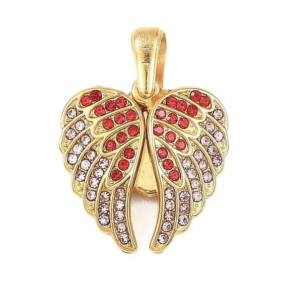 304 из нержавеющей стали с горный хрусталь подвески, крылатые прелести, вакуумное покрытие pvd