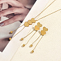 Elegant Stainless Steel Heart Pendant Lariat Necklace & Earrings Bracelet Set for Women Party Gift