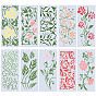 PET Plastic Drawing Painting Stencils Templates, Rectangle with Flower Pattern