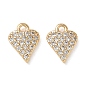 Valentine's Day Brass Micro Pave Clear Cubic Zirconia Charms, Heart Charms, Nickel Free