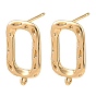 SHEGRACE Brass Earring Stud Earring Findings, Rectangle, with Loop, Cadmium Free & Lead Free & Nickel Free