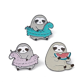 Cute Sloth Enamel Pin, Electrophoresis Black Alloy Animal Brooch for Backpack Clothes