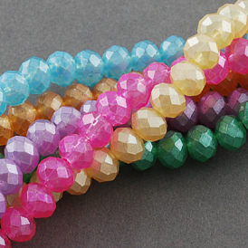 Spray Painted Glass Bead Strands, Faceted, Rondelle