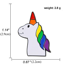 Rainbow Pride Flag Unicorn Enamel Pin, Alloy Badge for Backpack Clothes