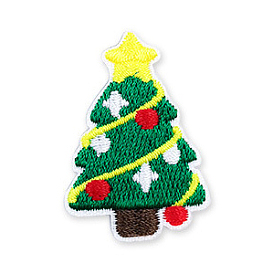 Thème de noël broderie informatisée polyester auto-adhésif/coudre sur des patchs, accessoires de costumes, appliques, arbre de Noël
