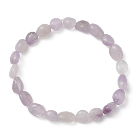 Браслеты из бусин натурального лавандового аметиста, эластичные браслеты для женщин, самородки