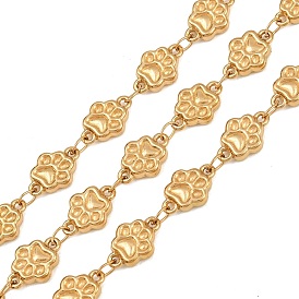 5M 304 Stainless Steel Footprint Link Chains, Soldered, with Spool, Ion Plating(IP), Long-Lasting Plated