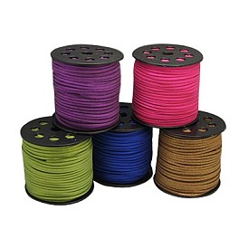 Cordón del ante de imitación, encaje de imitación de gamuza, 3 mm, 100 yardas / rodillo
