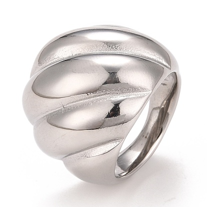304 Stainless Steel Textured Chunky Ring, Croissant Ring for Women