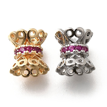 Латунные микропаве пурпурные кубические циркониевые бусины, без кадмия, без никеля и без свинца, цветок