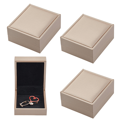 PU Leather Brooches Package Boxes, Rectangle